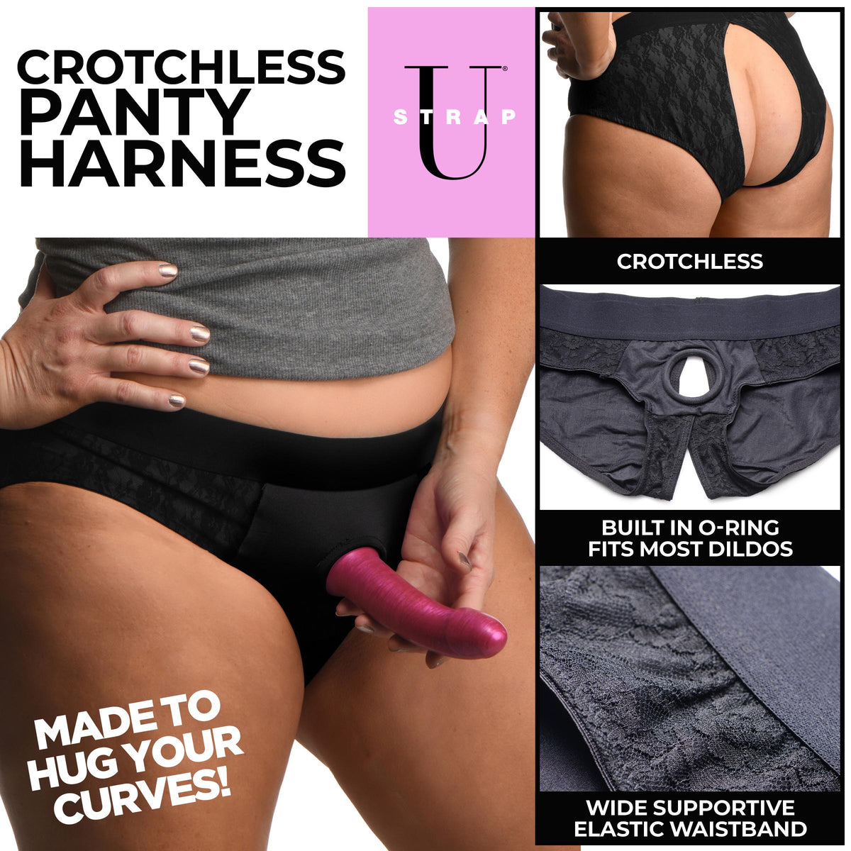 Lace Envy Crotchless Panty Harness - 3XL