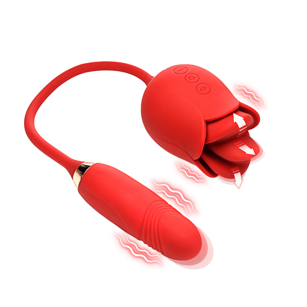 Blossom Kiss Kissing & Licking Clit Stimulator w/ Thrusting Vibrator