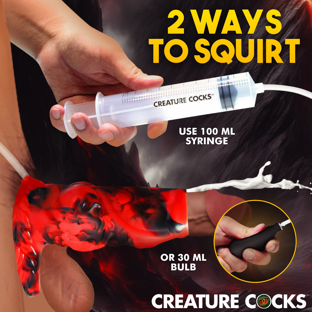 Hell Hound Squirting Silicone Penis Enhancer - Red
