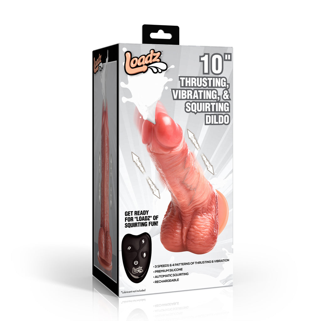 10" Thrusting, Vibrating, and Squirting Dildo