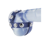 Blue Leather Cock and Ball Harness