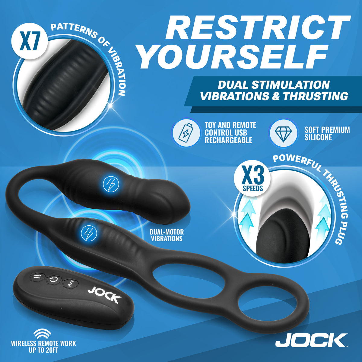 Hyper Thrusting and Vibrating Anal Plug with C-Ring
