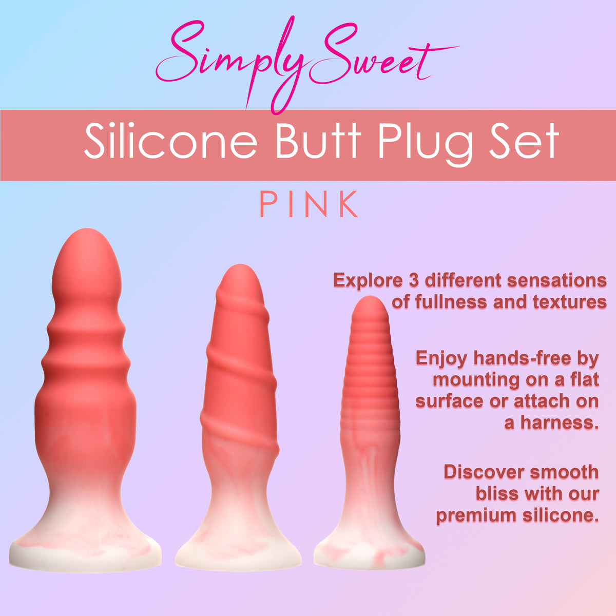 3 Piece Silicone Butt Plug Set