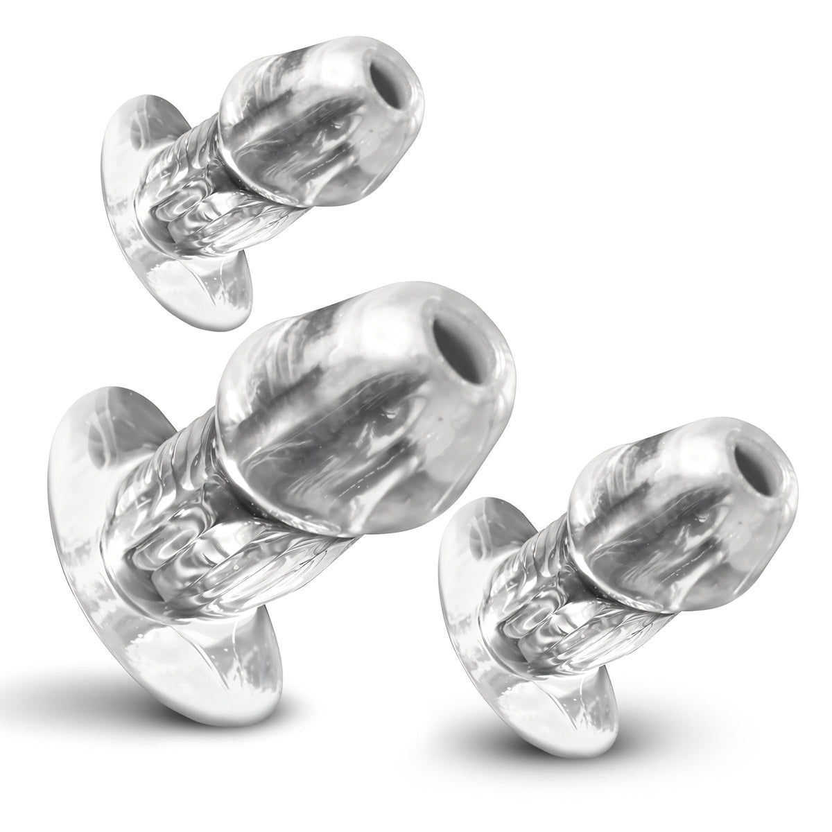 Dicked Clear Hollow Anal Plug 3pc Set