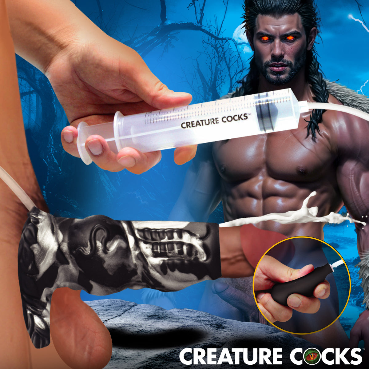 Night Prowler Squirting Silicone Penis Enhancer - Silver