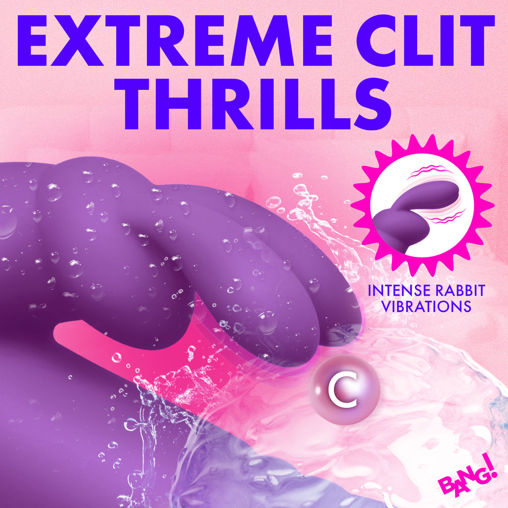 Thrusting Silicone Rabbit Vibrator - Purple