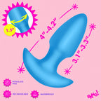 Thrusting and Vibrating Silicone Butt Plug - Blue