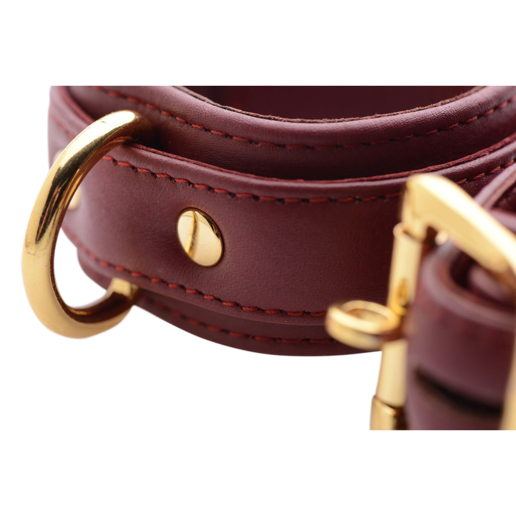 Strict Leather Luxury Burgundy Locking Cuffs