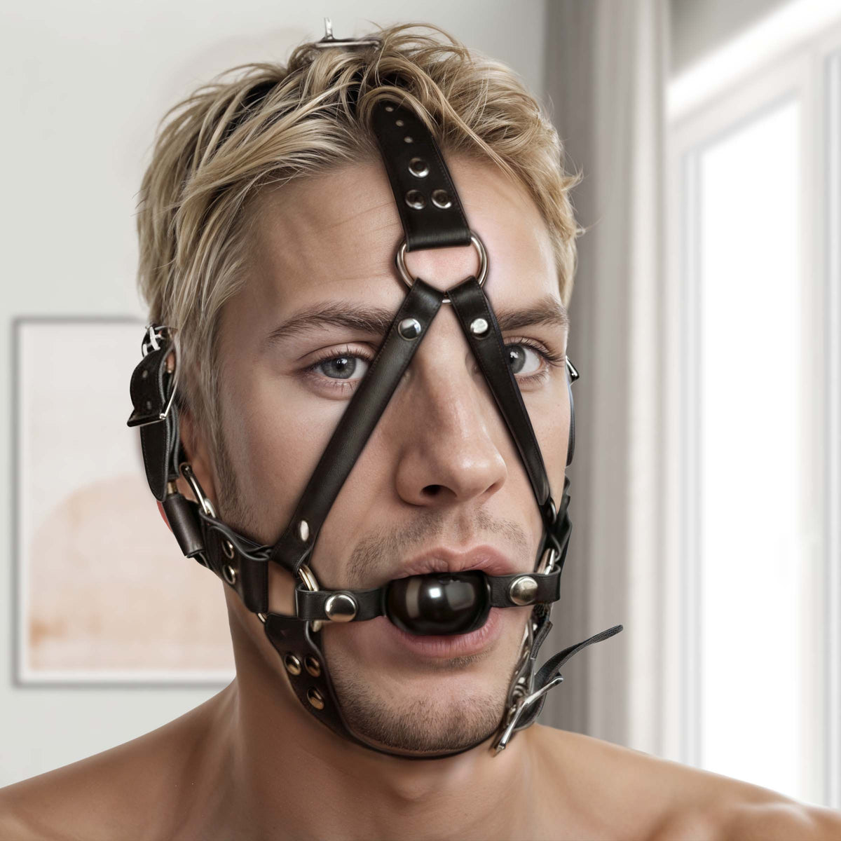 Leather Ball Gag Harness