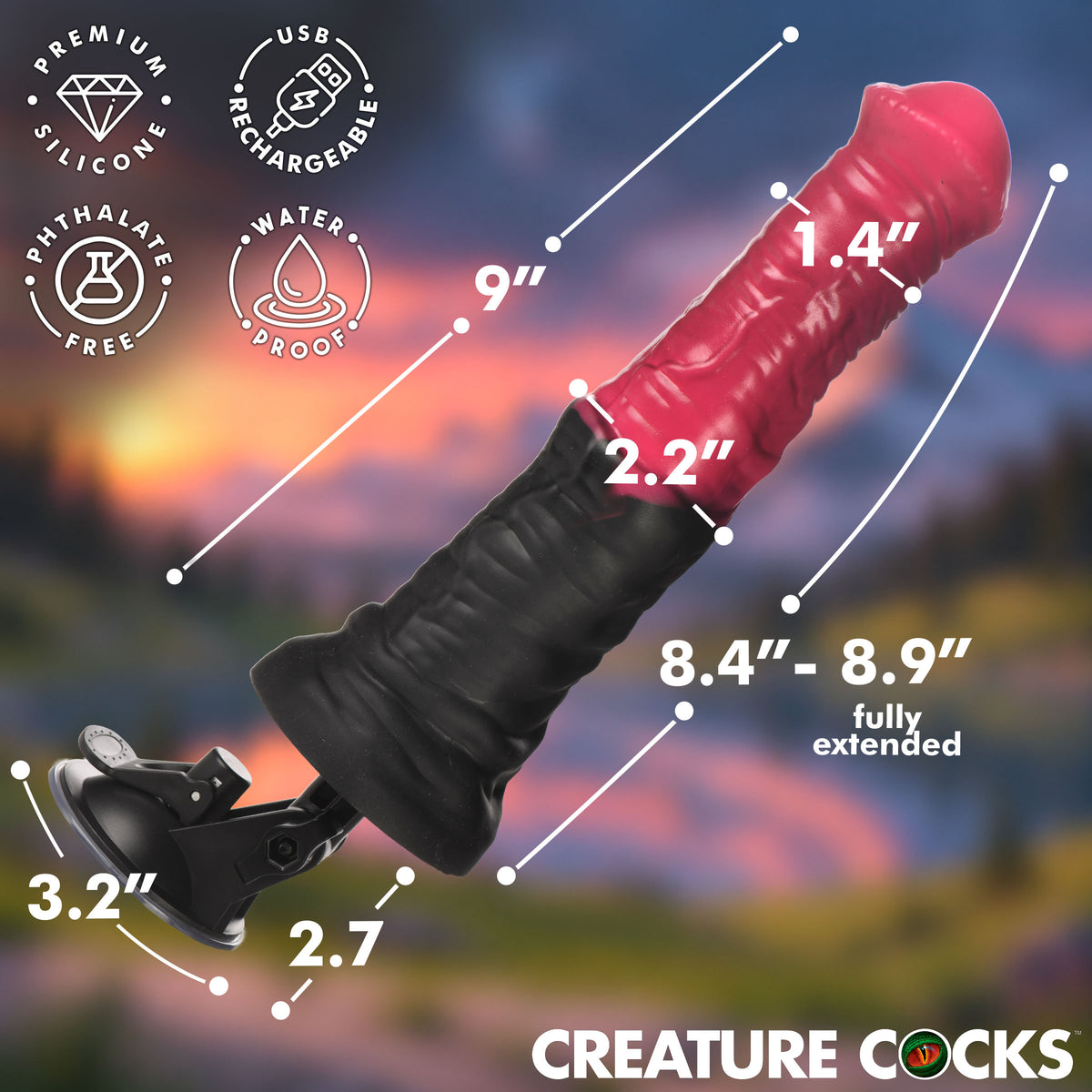 Thrusting Gallop Thrusting & Vibrating Silicone Dildo