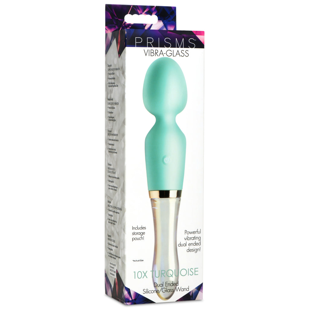10X Turquoise Dual Ended Silicone and Glass Wand