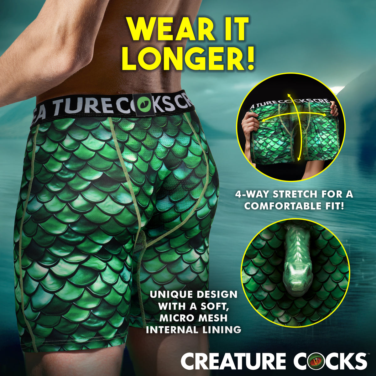 Creature Wear Cockness Monster Lake Creature Boxer Shorts