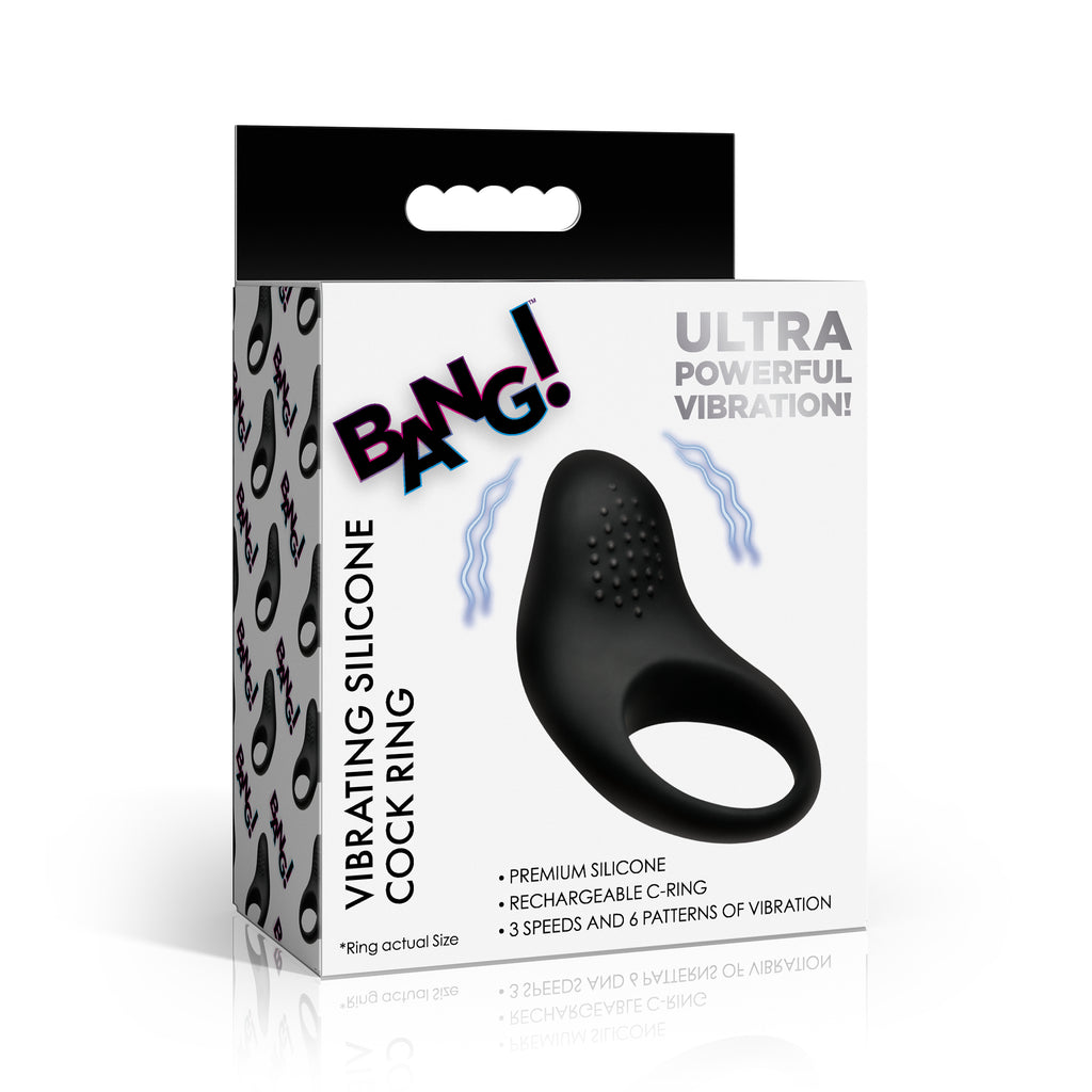 Vibrating Silicone Cock Ring - Black