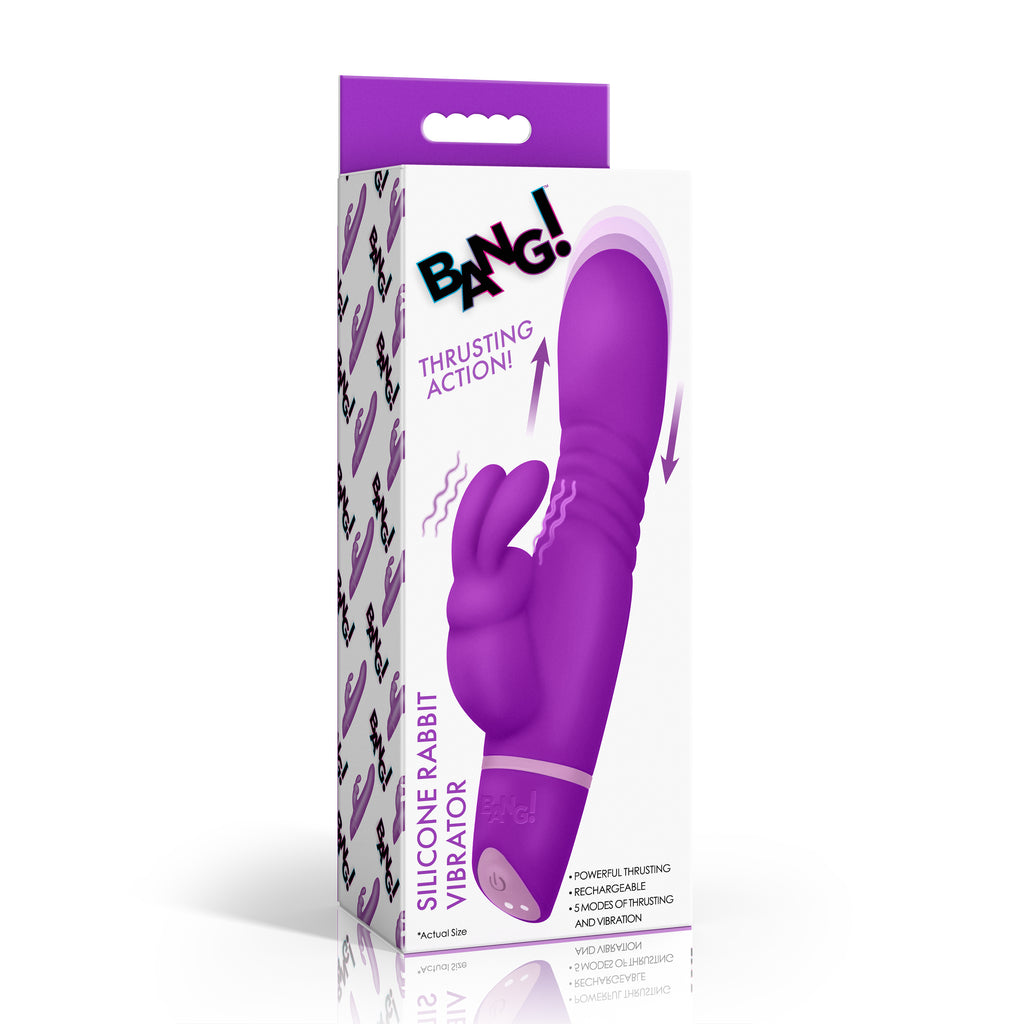 Thrusting Silicone Rabbit Vibrator - Purple