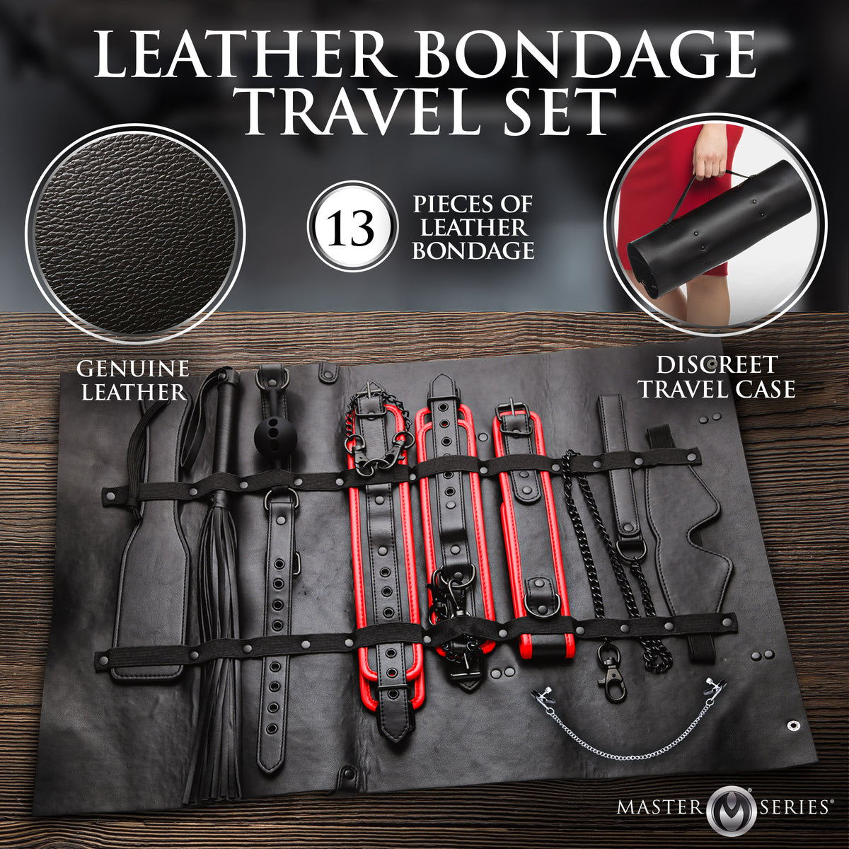 Scarlet Seduction Leather Bondage Travel Set