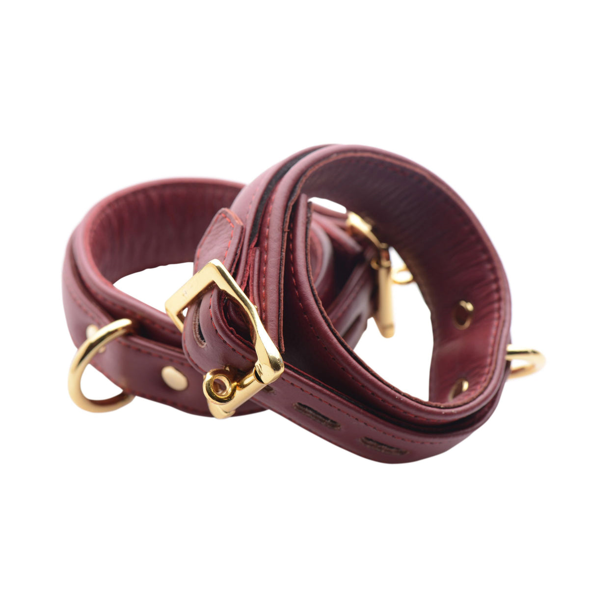 Strict Leather Luxury Burgundy Locking Cuffs