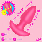Thrusting and Vibrating Silicone Butt Plug - Pink
