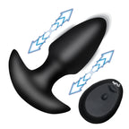 Thrusting and Vibrating Silicone Butt Plug - Black