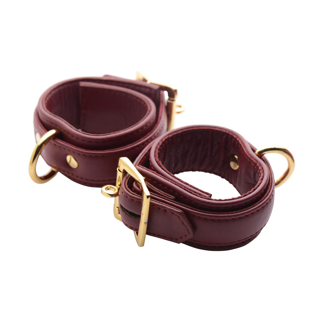 Strict Leather Luxury Burgundy Locking Cuffs