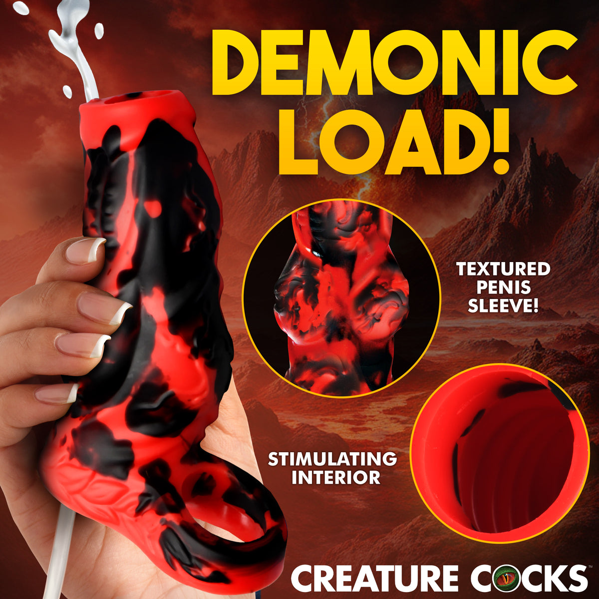 Hell Hound Squirting Silicone Penis Enhancer - Red