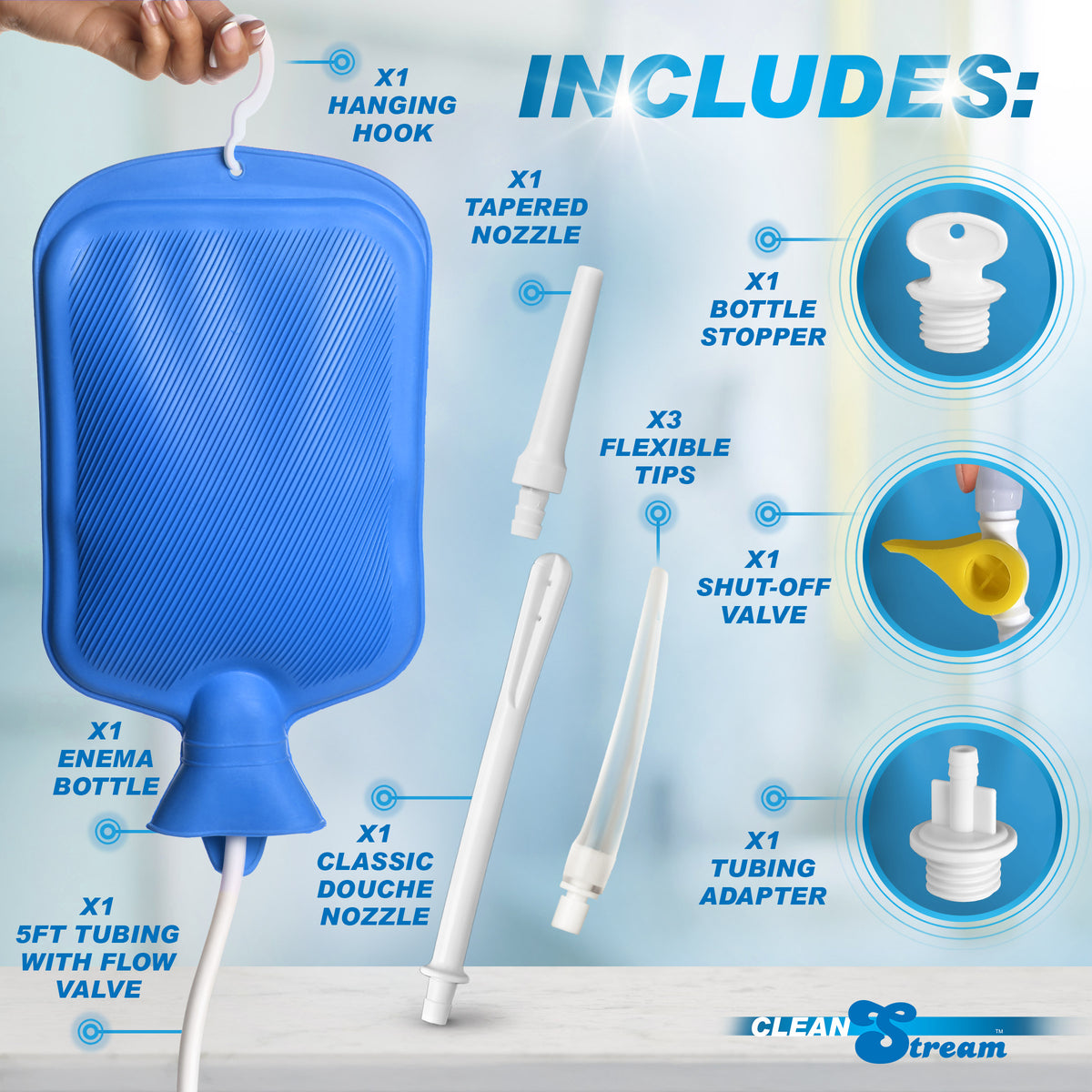 Deluxe Shower Enema Kit with 5 Tips