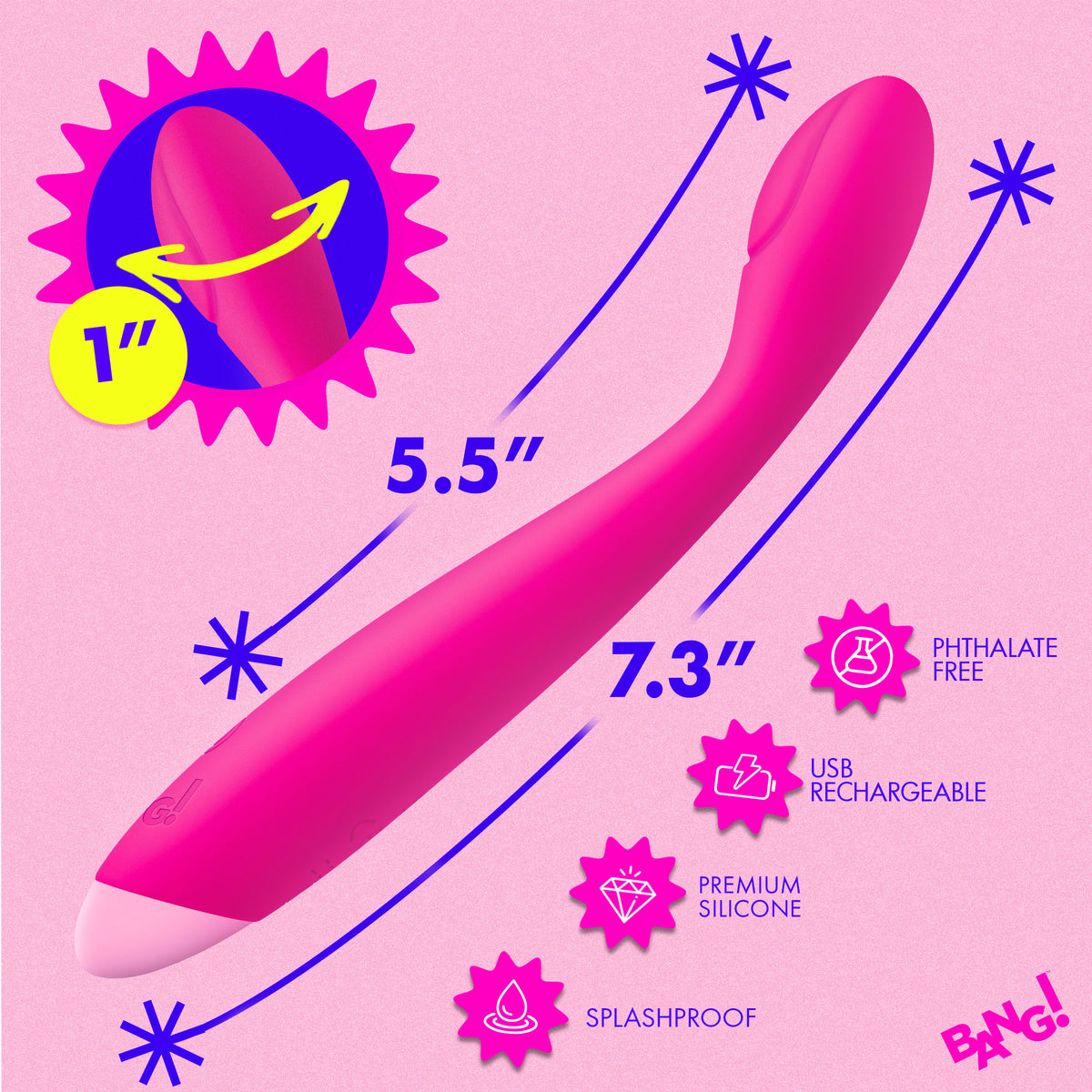 Flexible Silicone G-Spot Vibrator - Pink
