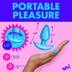Rotating and Vibrating Silicone Butt Plug - Blue