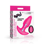 Thrusting and Vibrating Silicone Butt Plug - Pink