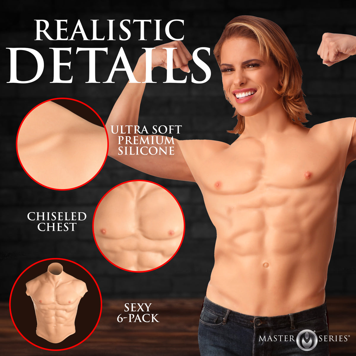 Ripped Silicone Male Chest - Medium